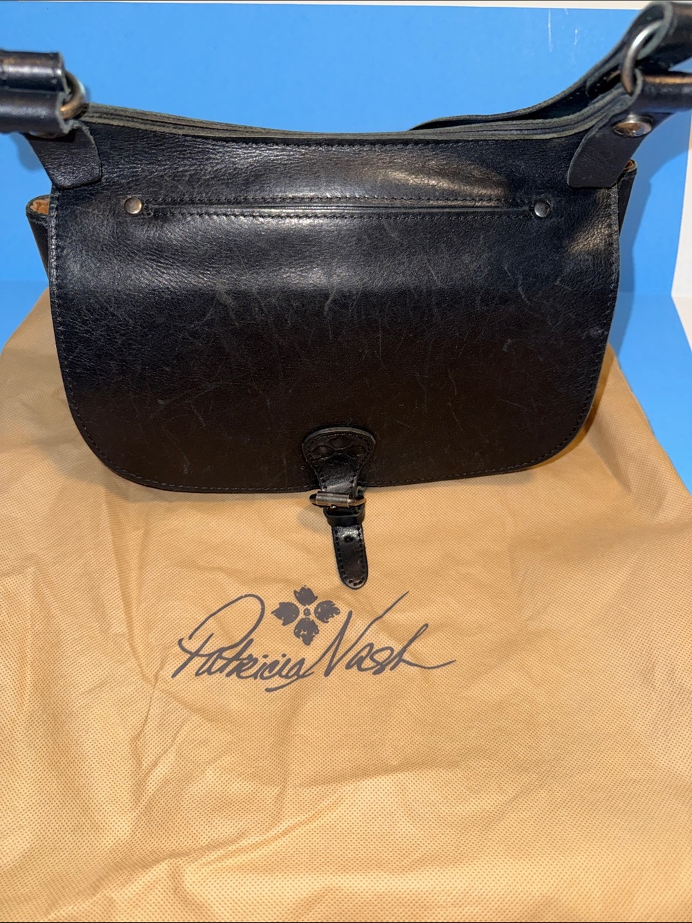 Patricia Nash Black Leather Saddle Crossbody